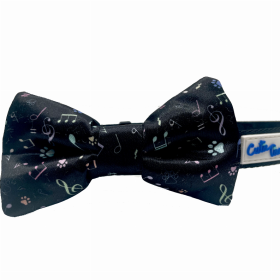 Cutie Ties Dog Bow Tie (Color: Music Notes/Black, size: one size)