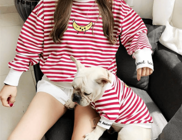 Stripe Style - Matching Pet and Owner Clothing Set (Color: Red, size: 2XL)