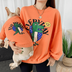 Everyday Dinosaur - Matching Pet and Owner Clothing Set (Color: Orange, size: small)