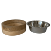 Stainless Steel Dog Bowl with Cylindrical Mango Wood Holder