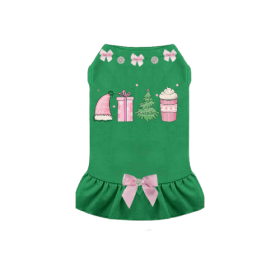 Pink Holiday Fun- Dog Dress (size: M)