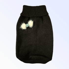 Knit Macaroon PomPom Dog Sweater (Color: black, size: small)