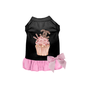 Chewnel Cupcake Dress (Color: BLACK WITH PINK BOTTOM, size: X Small)