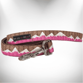 Snowcap Mountain Dog Leash (Color: pink, size: REGULAR 1" width- 5' long)