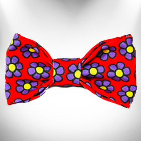 Daisies Doggie Bow Tie (Color: purple, size: Large 5"x 2.5")