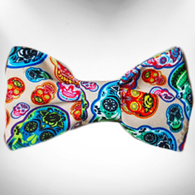 Doggie Bow Tie Design (Color: Day of the Dead, size: Large 5"x 2.5")