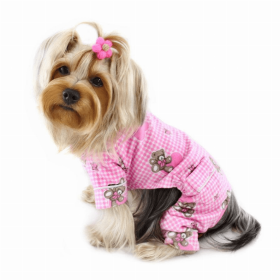 Adorable Teddy Bear Love Flannel PJ (Color: pink, size: XS)