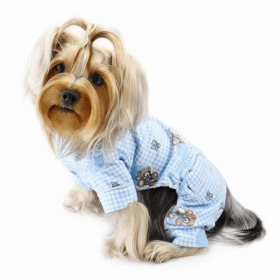 Adorable Teddy Bear Love Flannel PJ (Color: light blue, size: large)