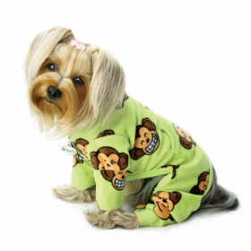 Silly Monkey Fleece Turtleneck Pajamas (Color: Lime, size: small)