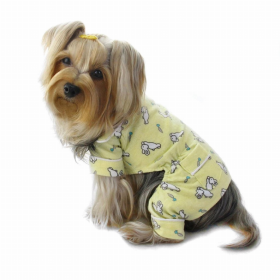 Hopping Bunny Flannel Pajamas (Color: yellow, size: small)