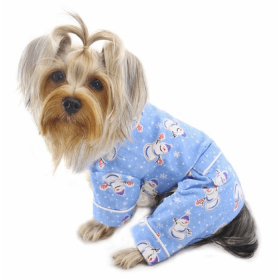 Snowman & Snowflake Flannel Pajamas with 2 Pockets (Color: light blue, size: medium)