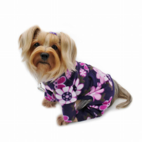 Midnight Garden Fleece Turtleneck Pajamas (Color: Violet, size: small)