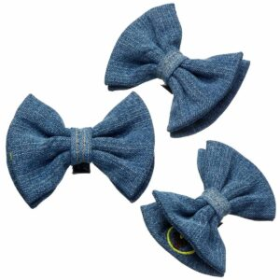 Denim Bow Tie (Color: Indigo, size: large)