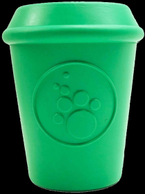 Coffee Cup Durable Rubber Chew Toy and Treat Dispenser (Color: Green, size: medium)