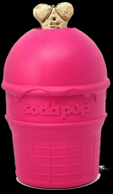 SP Ice Cream Cone Durable Rubber Chew Toy and Treat Dispenser (Color: pink, size: medium)