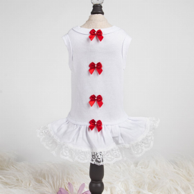 Sweetheart Dress (Color: White/Red, size: medium)