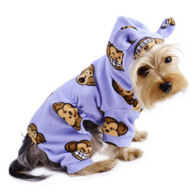 Adorable Silly Monkey Fleece Dog Pajamas/Bodysuit with Hood (Color: Lavender, size: XL)