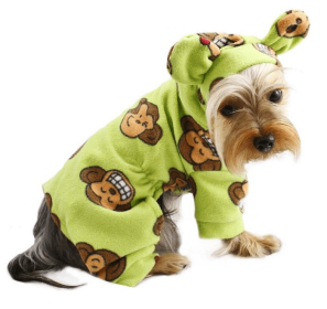 Adorable Silly Monkey Fleece Dog Pajamas/Bodysuit with Hood (Color: Lime, size: small)