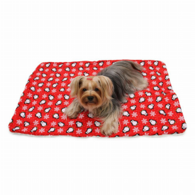 Penguins & Snowflakes Flannel/Ultra-Plush Blanket (Color: Red, size: small)